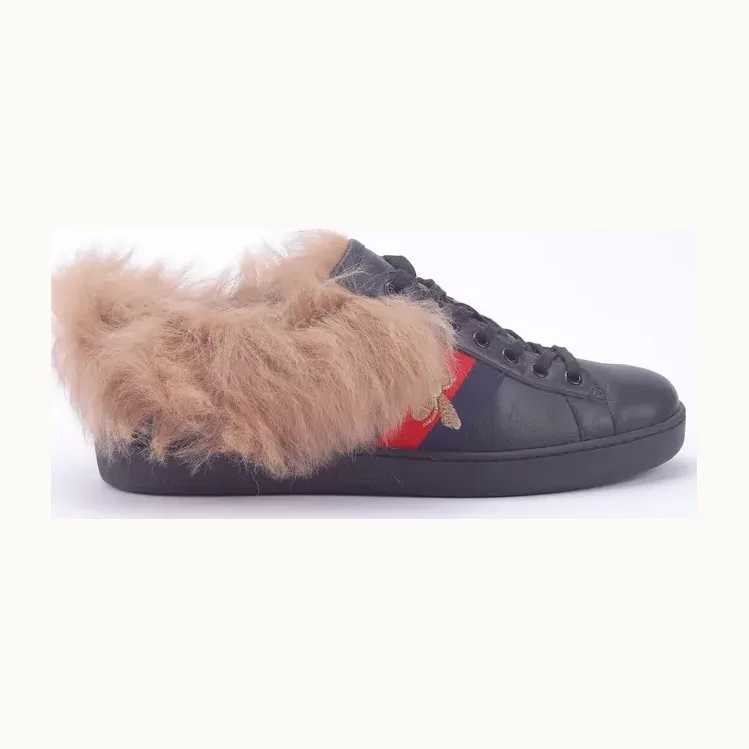 Tenis Gucci Ace Fur Negros, Talla 41