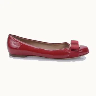 Salvatore Ferragamo Varina Patent Flats Red, Size 35.5