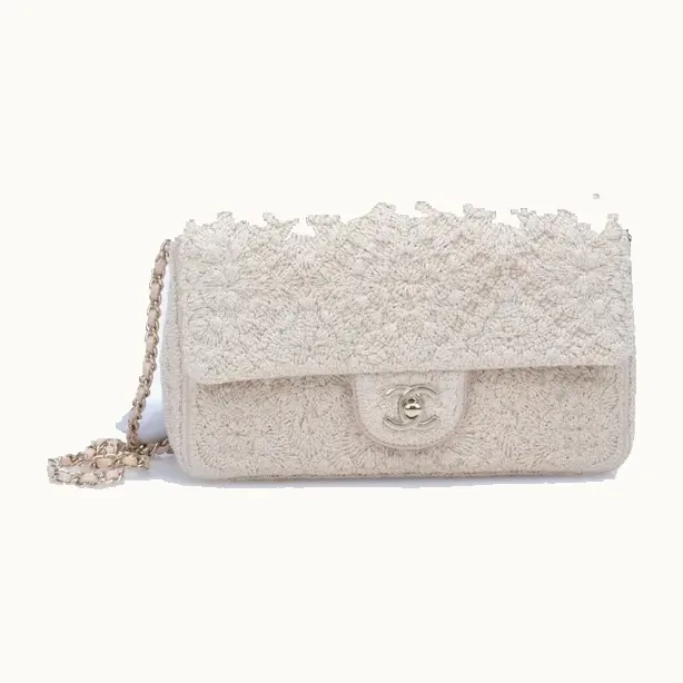 Bolso Crossbody Chanel Classic Flap Mini Crochet Beige