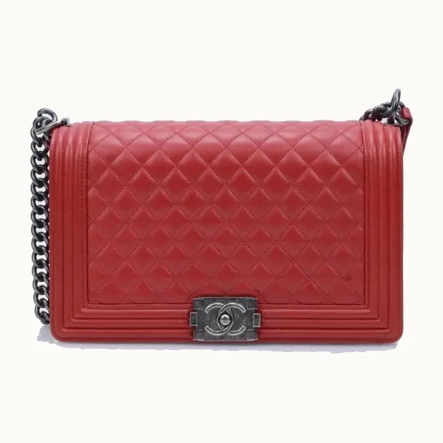 Bolso de Hombro Chanel Boy Large Smooth Rojo