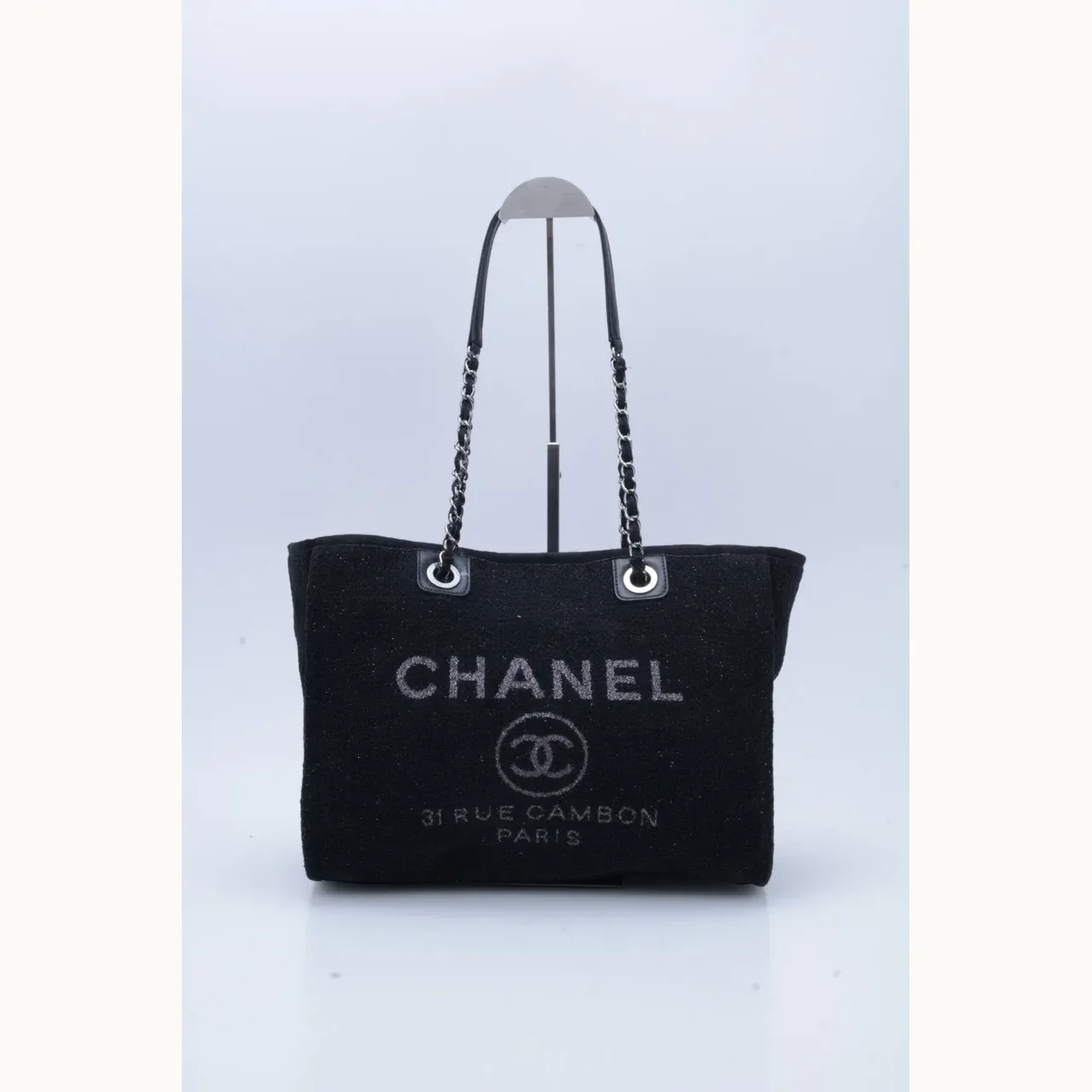 Bolso Tote Chanel Deauville Small Tweed Negro
