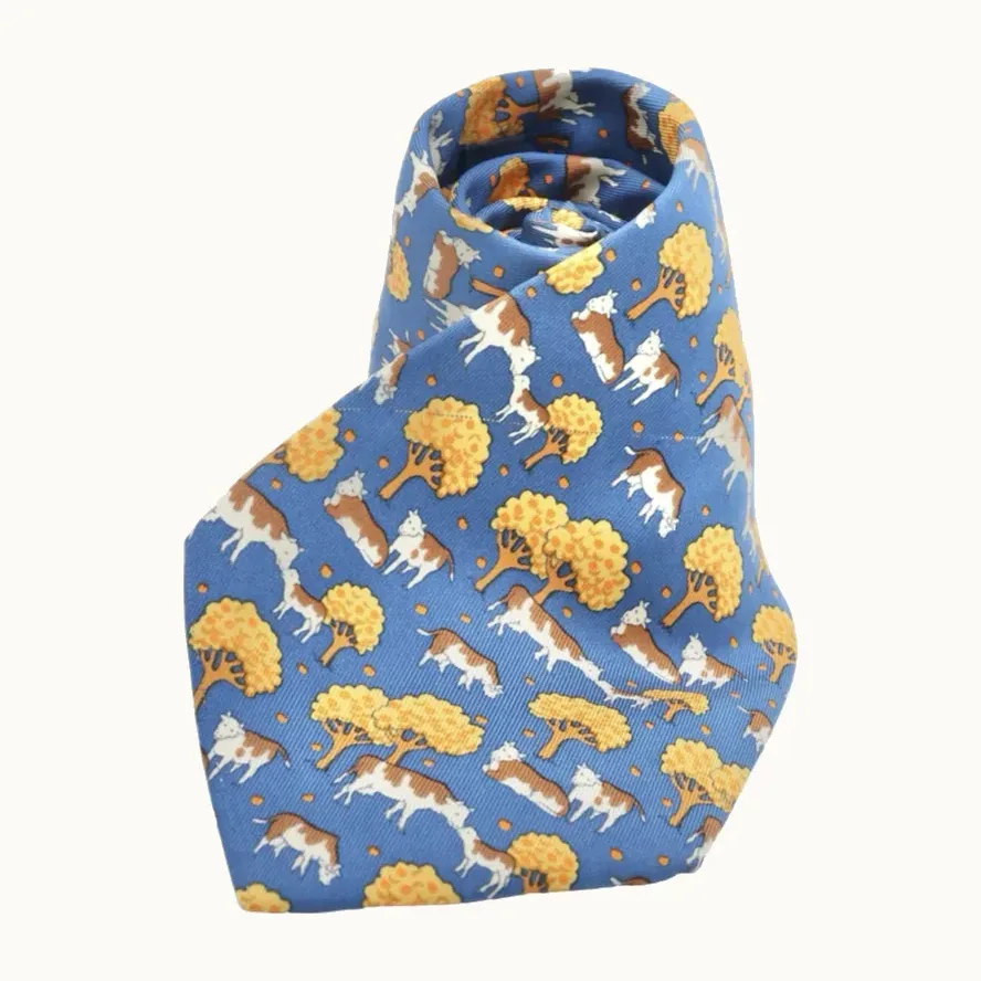Corbata Hermès Vacas Árboles