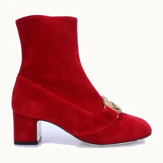 Botines Gucci Marmont GG Velvet Rojos, Talla 38