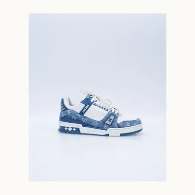 Louis Vuitton Trainer Monogram Denim Sneakers White, Size 38