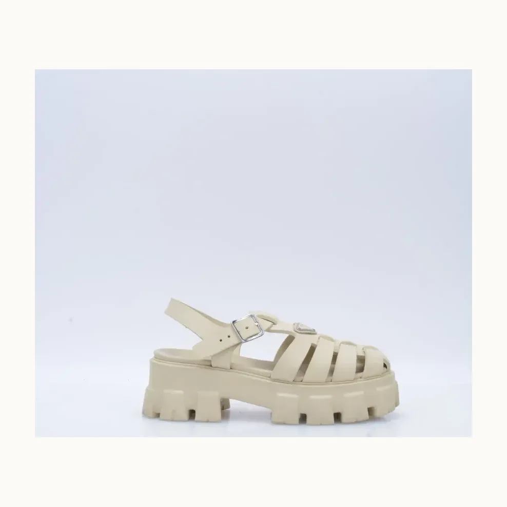 Sandalias Prada Monolith 55.0 Beiges, Talla 38