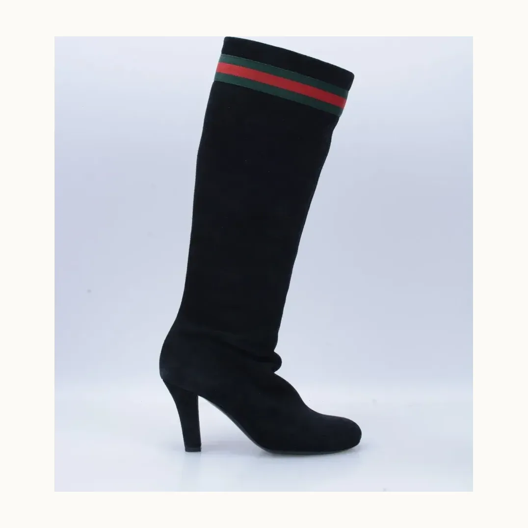 Botas Gucci Web Suede Negras, Talla 37.5