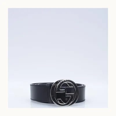 Faja Gucci Interlocking Negra, Talla 85