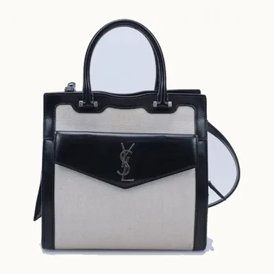 Bolso Crossbody Saint Laurent Uptown Small Canvas Beige