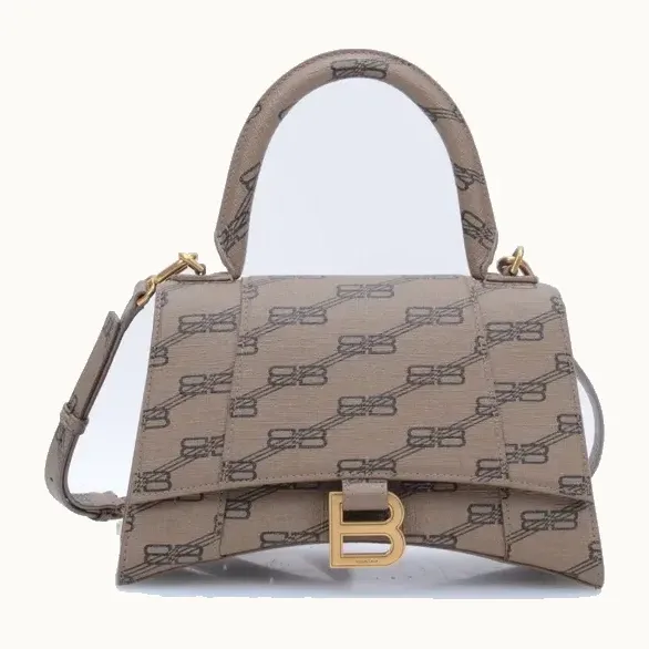 Bolso Crossbody Balenciaga Hourglass BB Monogram Café