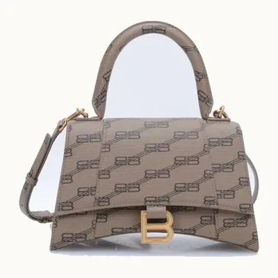Bolso Crossbody Balenciaga Hourglass BB Monogram Café