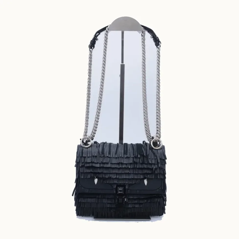 Bolso Fendi Kan I Small Fringe Negro