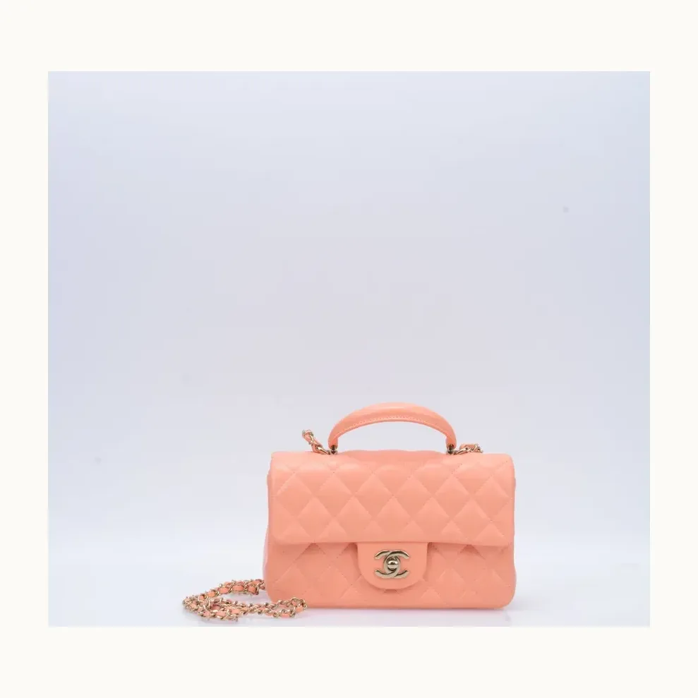 Bolso Top Handle Chanel Rectangular Mini Naranja
