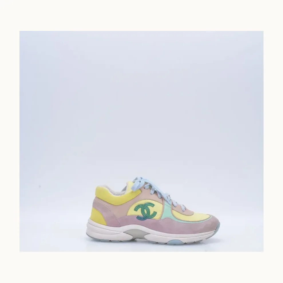 Tenis Chanel CC Runners Nylon Amarillos, Talla 36.5