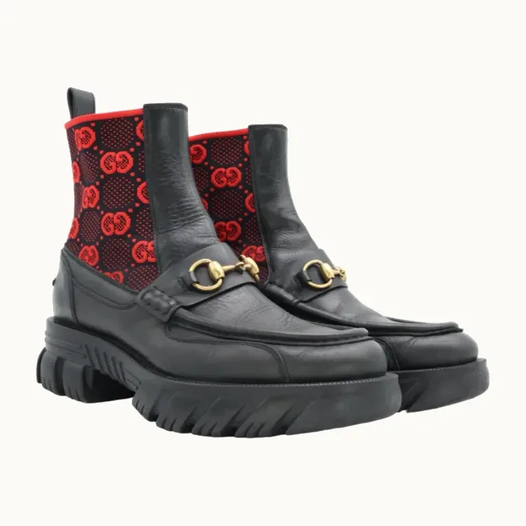 Botas Gucci Horsebit 1955 GG Jersey, Talla 40
