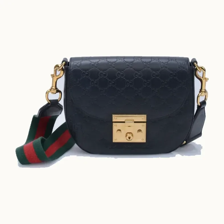 Bolso Messenger Gucci Padlock Medium Guccissima Negro