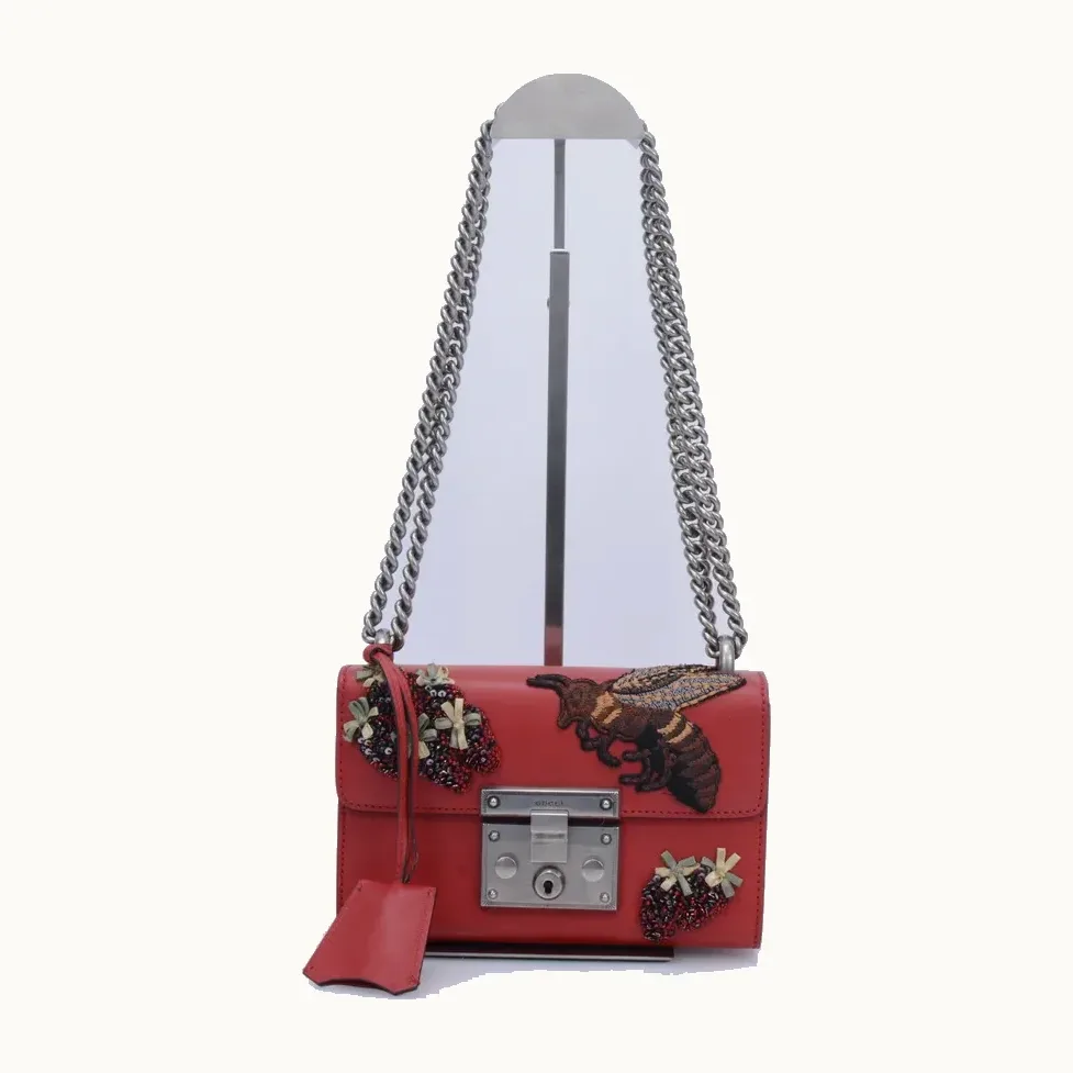 Bolso Gucci Padlock Small Embroidered Rojo