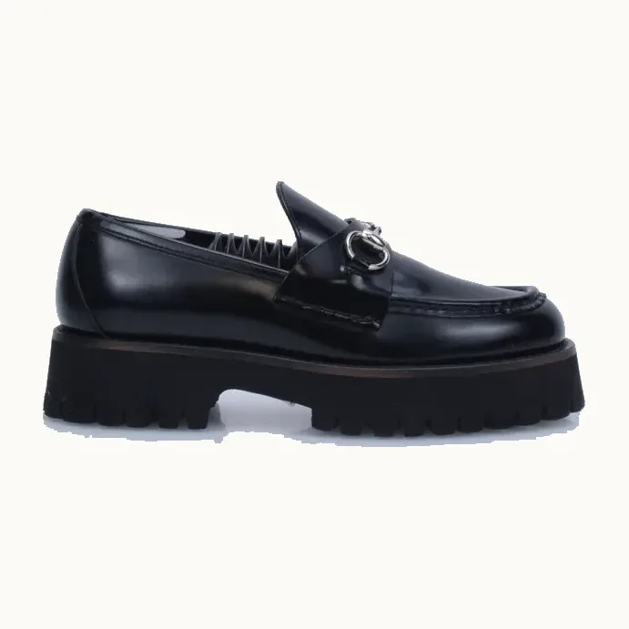 Mocasines Gucci Horsebit 1955 Platform Negros, Talla 37.5