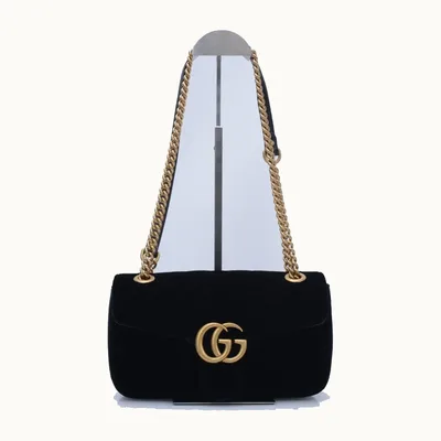 Bolso Flap Gucci Marmont GG Small Velvet Negro
