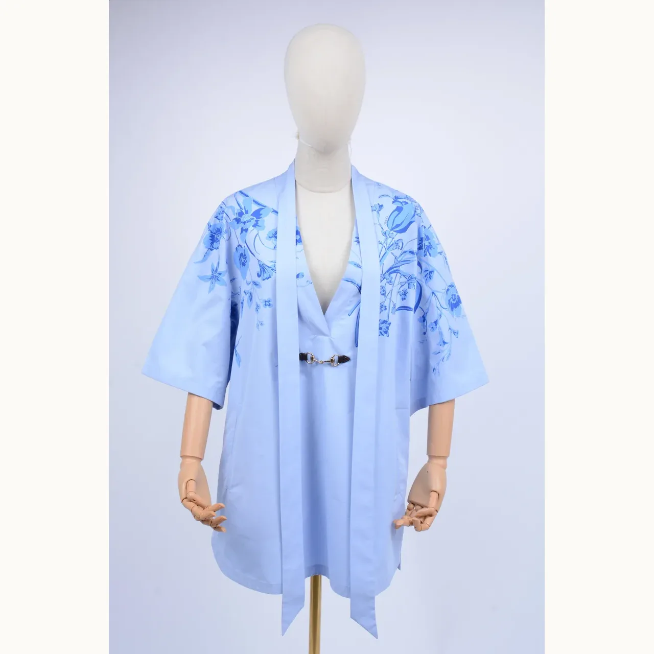 Mocasines Gucci Horsebit 1955 Poplin Mini Azules, Talla S