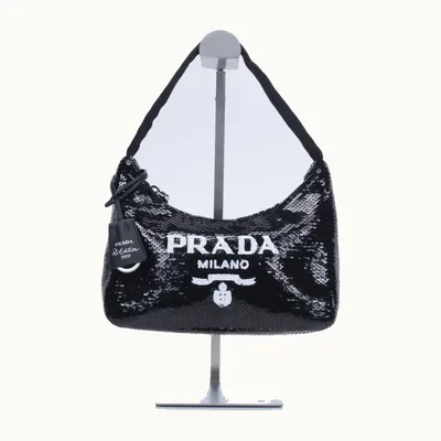 Bolso Prada Re-Edition 2000 Mini Sequins Negro
