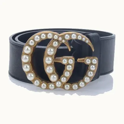 Gucci Marmont GG Pearls Wide Negro, Talla 65