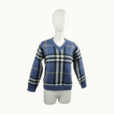 Burberry Vintage Check Wool Sweater, Size XS