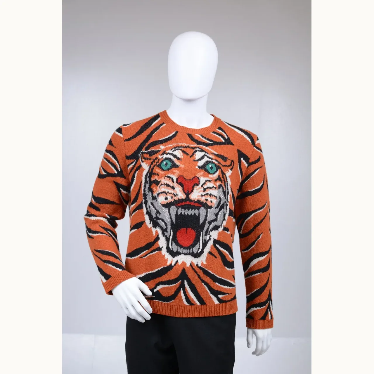 Suéter Gucci Tiger Intarsia Naranja, Talla L