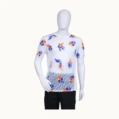 Camisa Dior Oblique Faces Kenny Scharf Blanca, Talla L