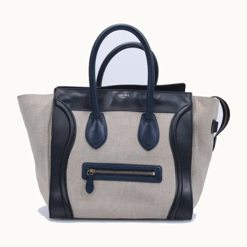Bolso de Mano Céline Luggage Mini Canvas Beige