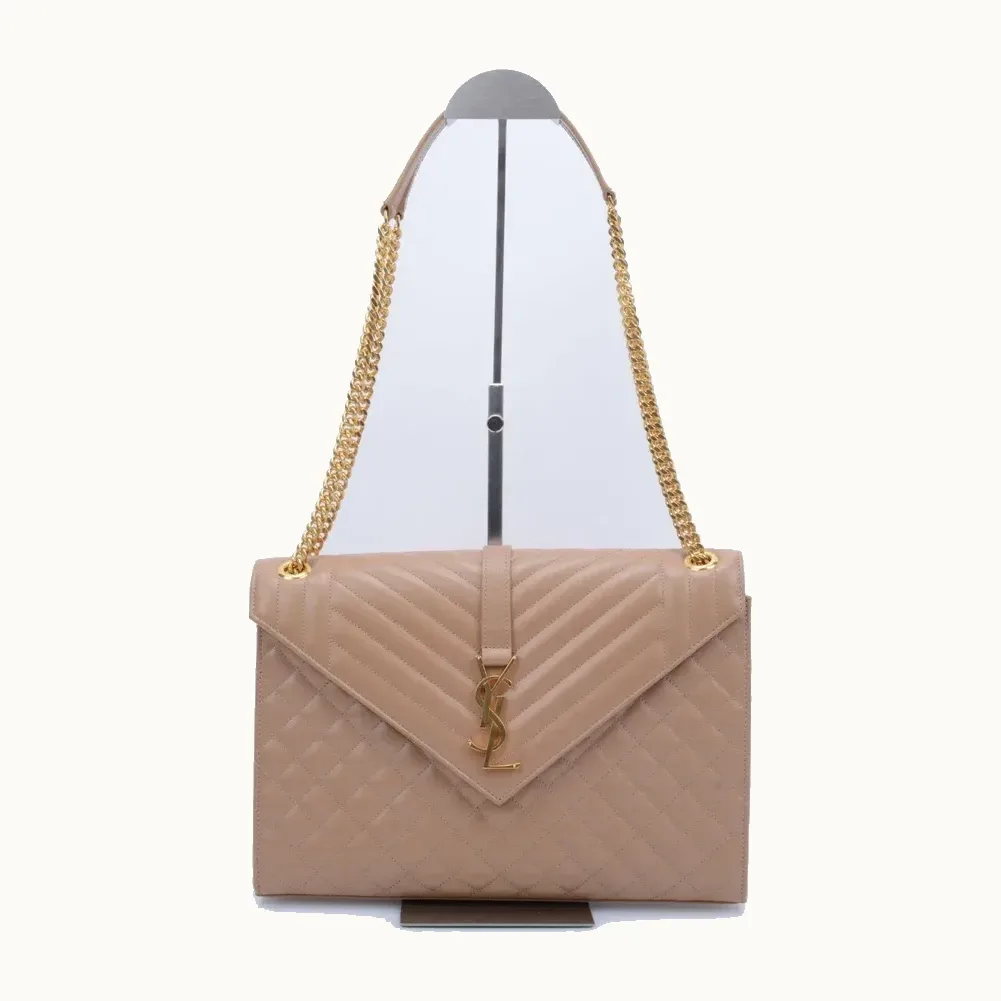 Bolso de Hombro Saint Laurent Envelope Large Camel