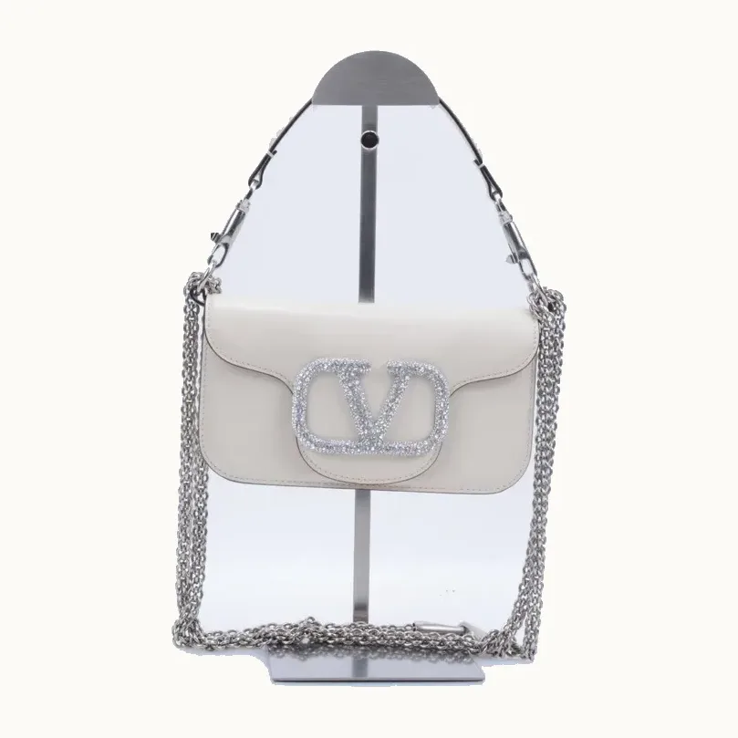 Bolso de Mano Valentino Lòco VLogo Mini Crystals Blanco