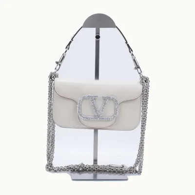 Bolso de Mano Valentino Lòco VLogo Mini Crystals Blanco