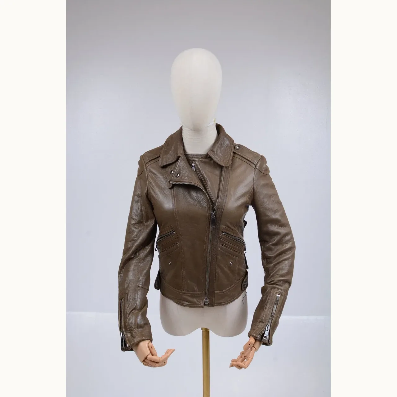 Chaqueta Burberry Leather Verde, Talla XS