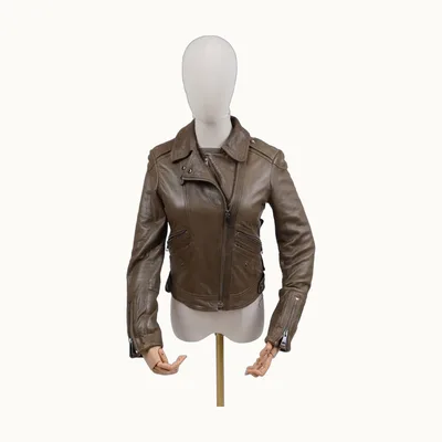 Burberry Leather Jacket Green, Size XS