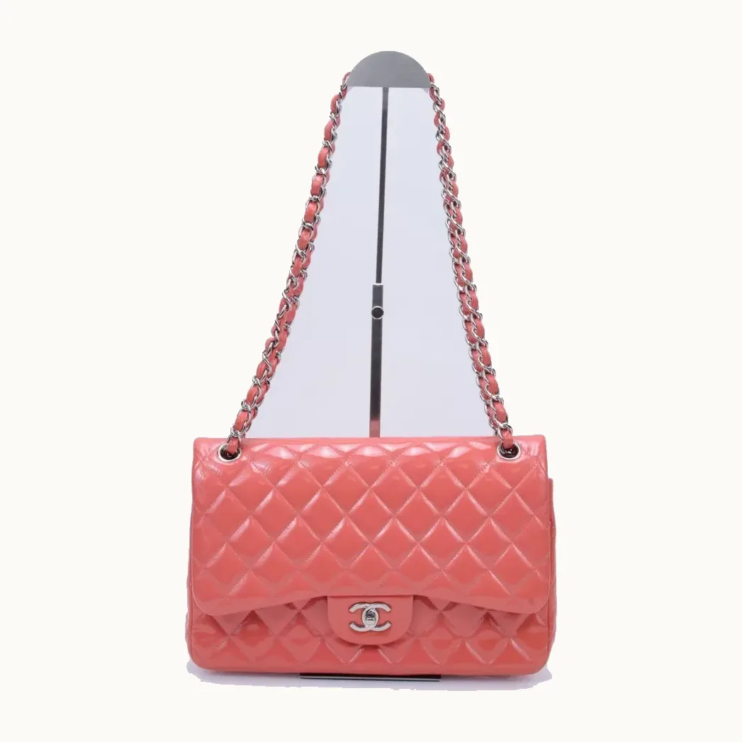Bolso Flap Chanel Classic Double Jumbo Patent Rosa