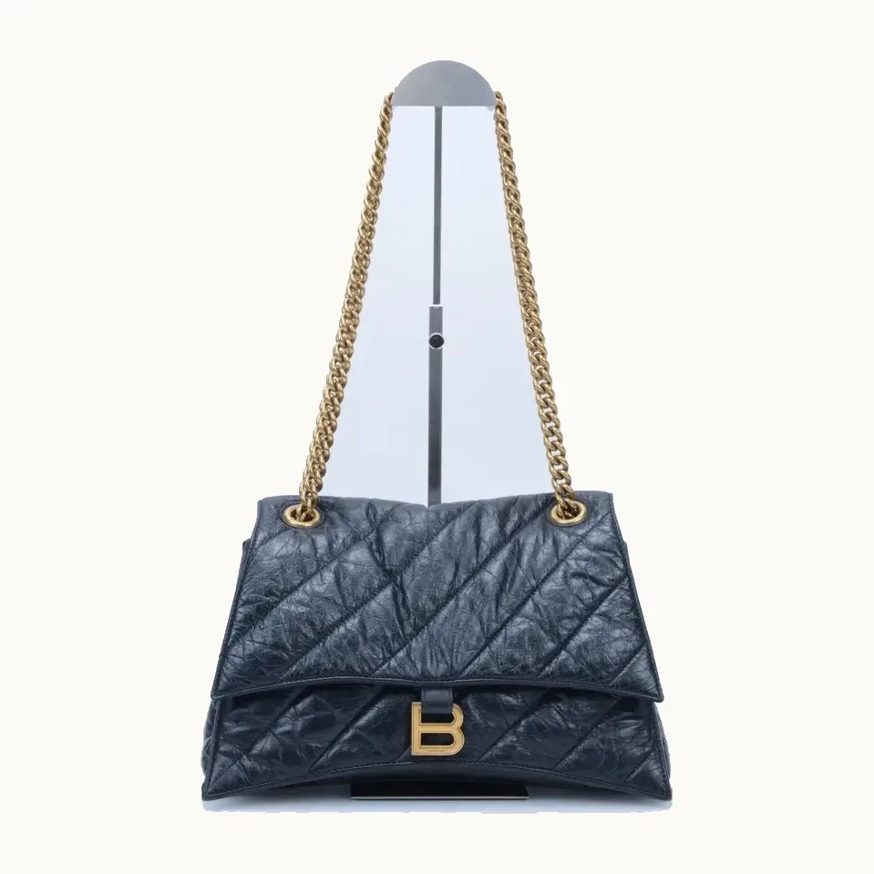Bolso de Hombro Balenciaga Crush Medium Quilted Negro