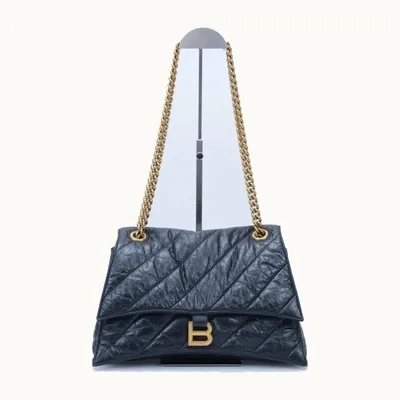 Bolso de Hombro Balenciaga Crush Medium Quilted Negro