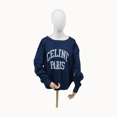 Céline Sudaderas Logo Fleece Blue, Size S