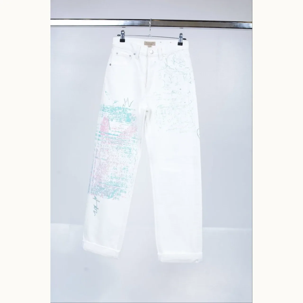 Burberry Pantalones Graphic Blanca, Talla S