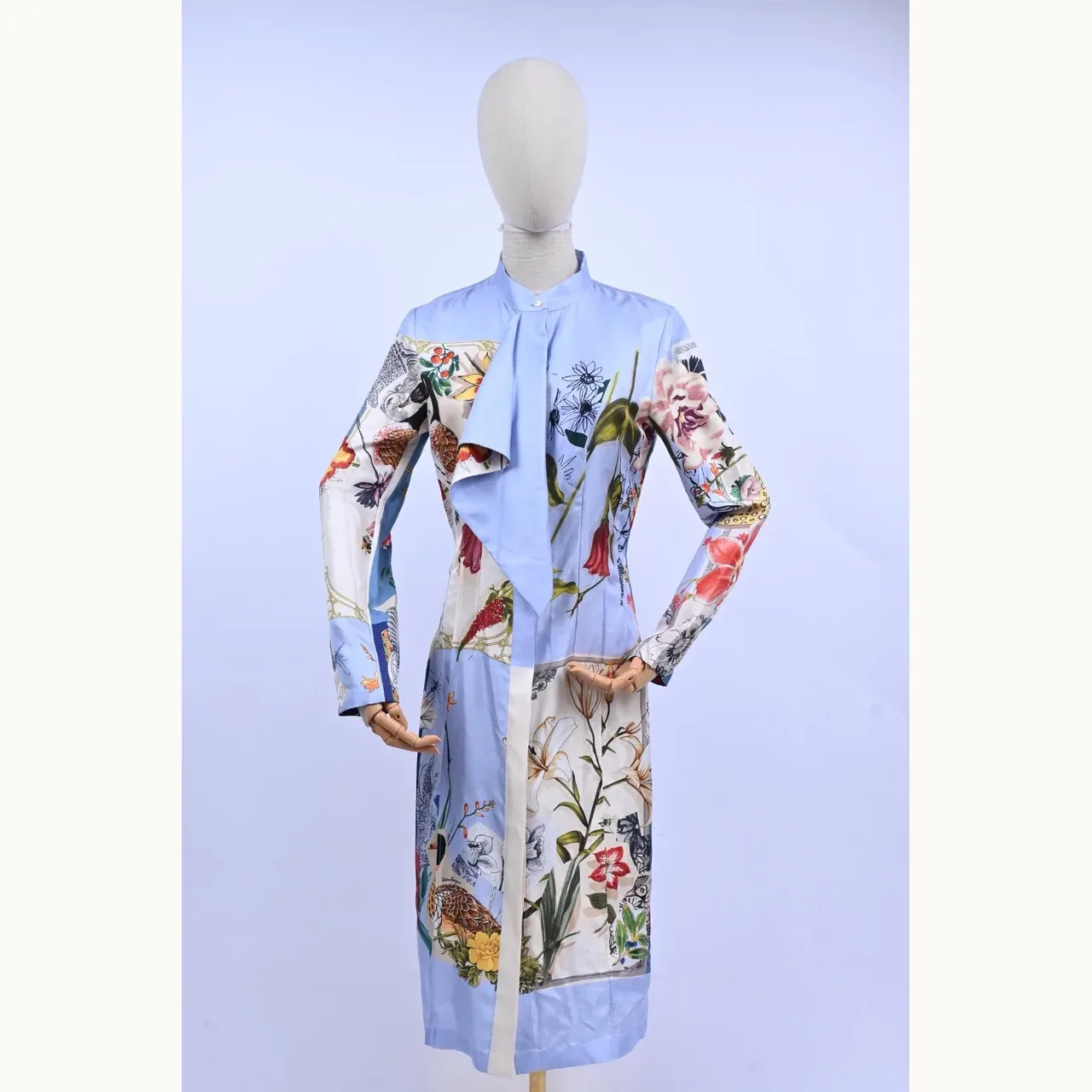 Vestido Salvatore Ferragamo Scrapbook Print Azul, Talla S