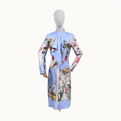 Vestido Salvatore Ferragamo Scrapbook Print Azul, Talla S