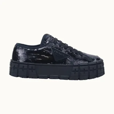 Zapatos Prada Double Wheel Sequins Negros, Talla 38.5