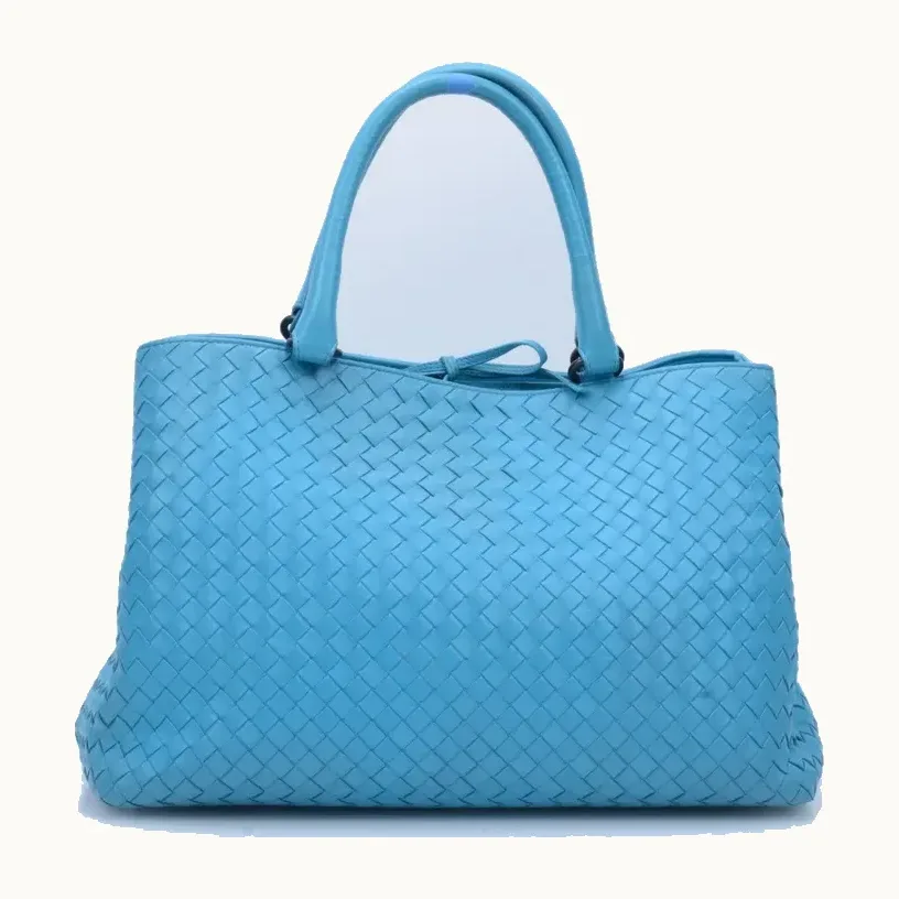 Bottega Veneta Intrecciato Top Handle Bag Blue