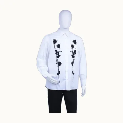Prada Embroidered Poplin White, Size L