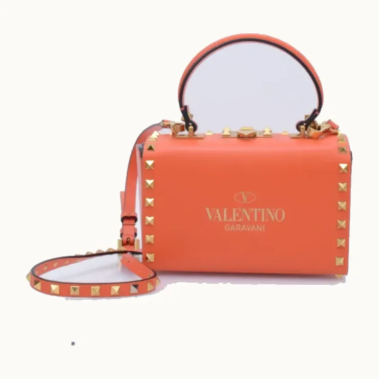 Bolso Valentino Rockstud Alcove Box Naranja