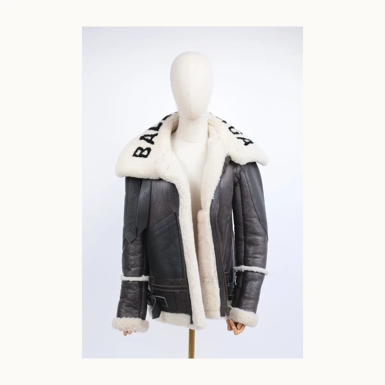 Balenciaga Le Bombardier Shearling Café, Talla XS