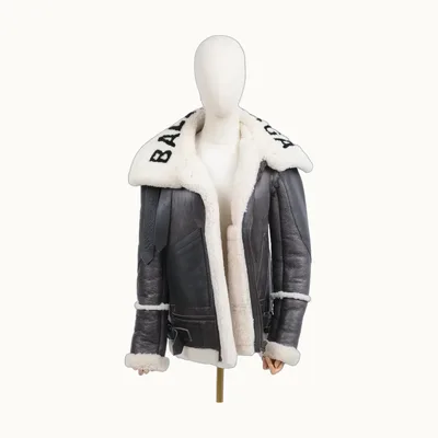 Balenciaga Le Bombardier Shearling Brown, Size XS