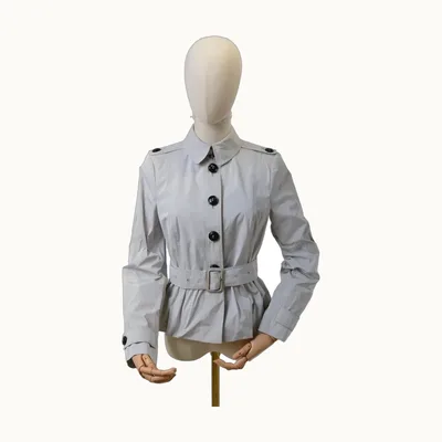 Burberry Peplum Crop Trench Coat Grey, Size S