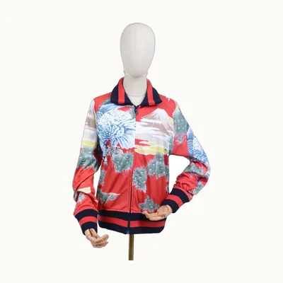 Gucci Print Bomber Roja, Talla XS