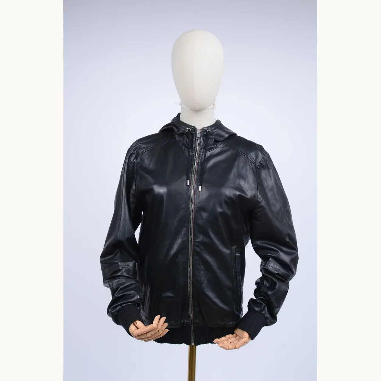 Gucci Leather Bomber Negra, Talla S